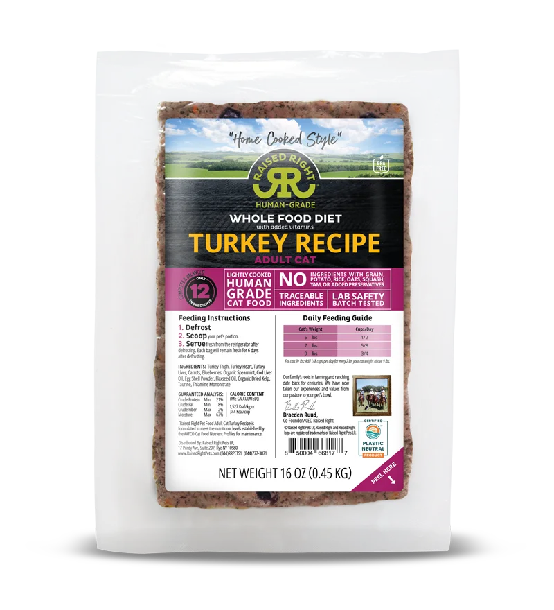 Raised Right Original Turkey Adult Cat Recipe